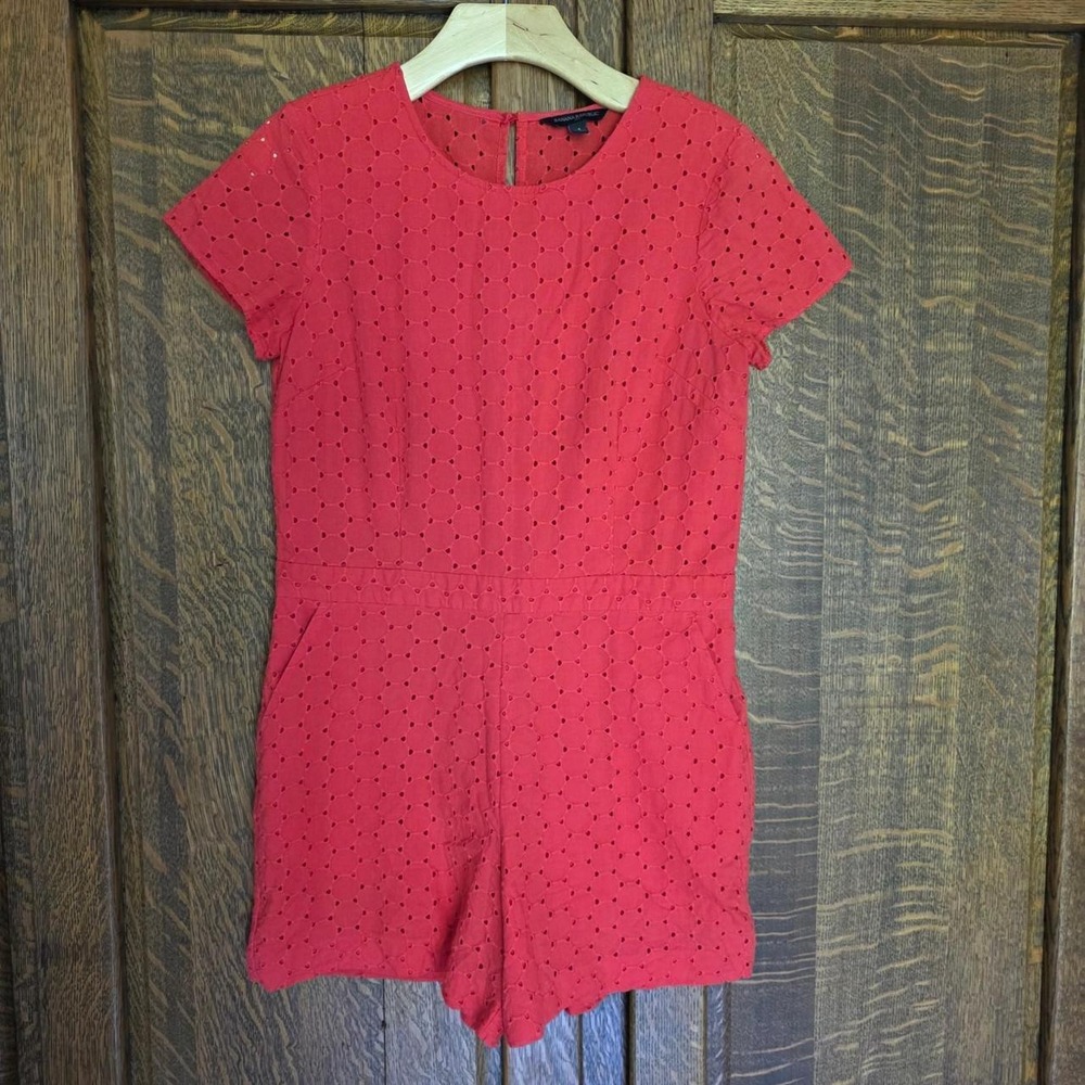 Banana Republic Eyelet Romper Orange/Red Size 4